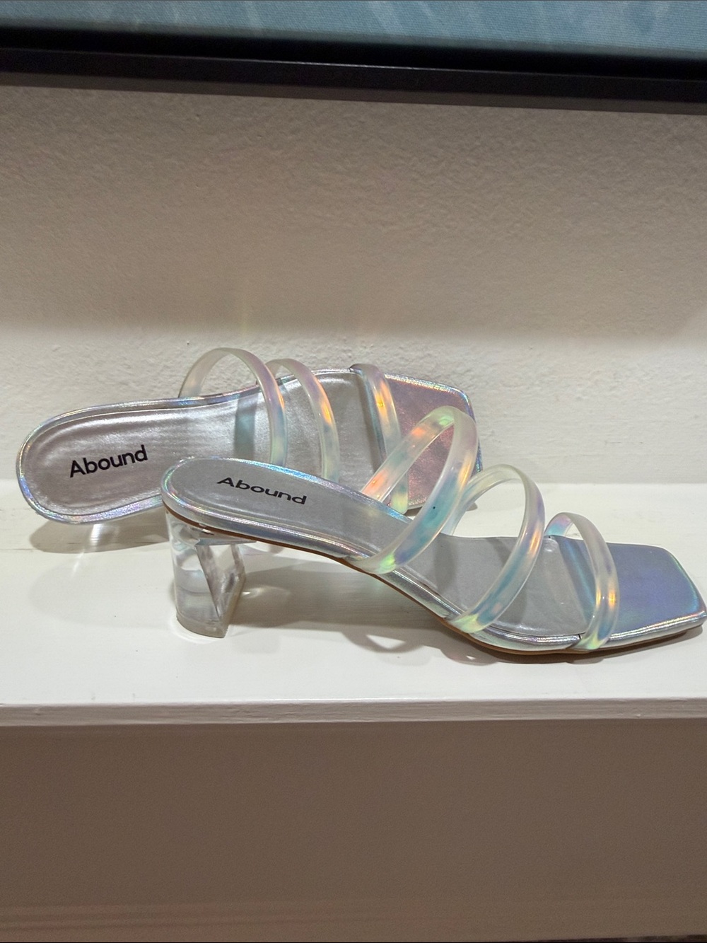 Abound Iridescent Clear Strappy Block Heel Sandals - Multi-Color Sheen